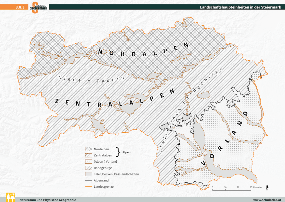 Landschaftshaupteinheiten in der Steiermark