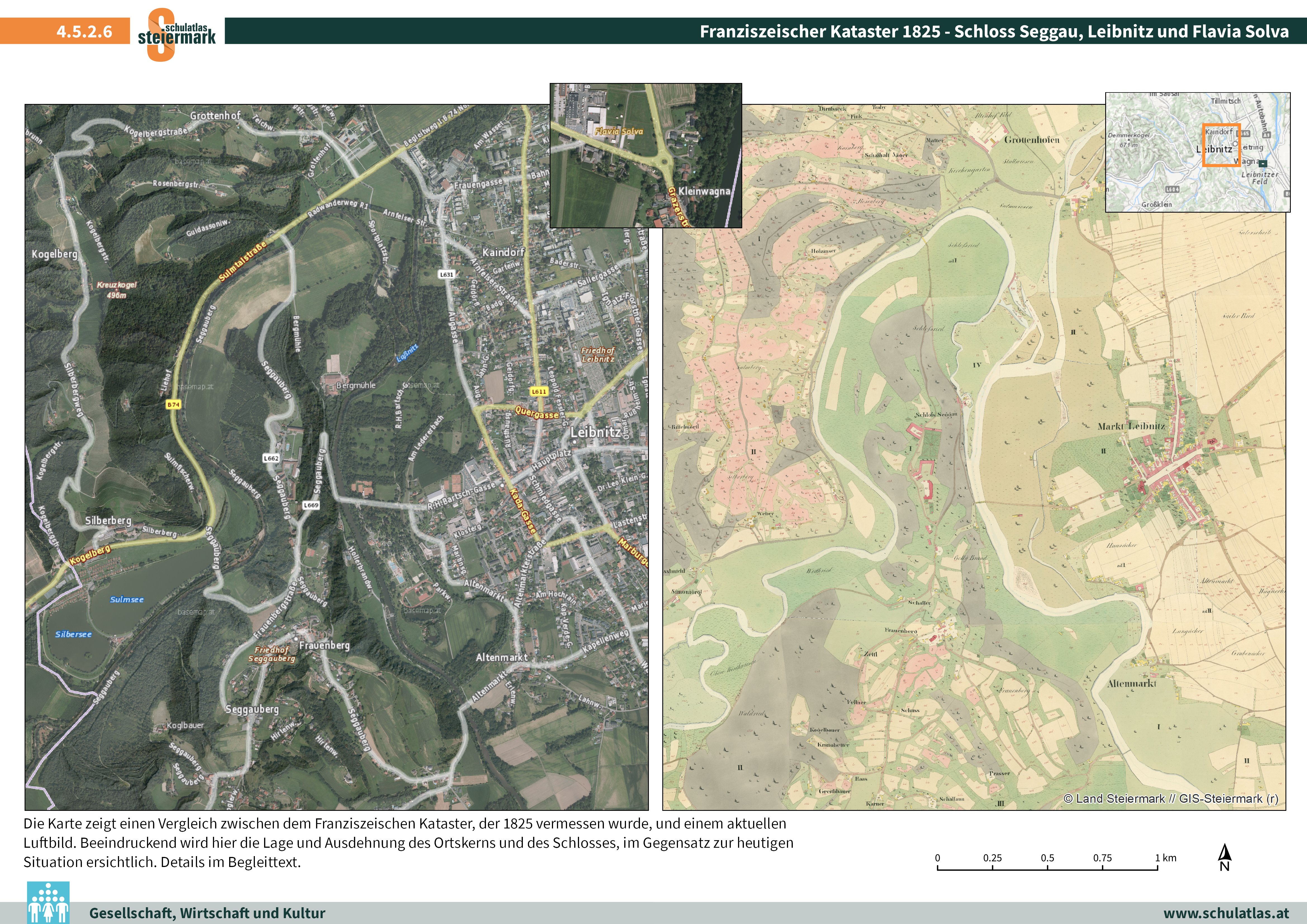 Franziszeischer Kataster 1825 - Schloss Seggau, Leibnitz und Flavia Solva