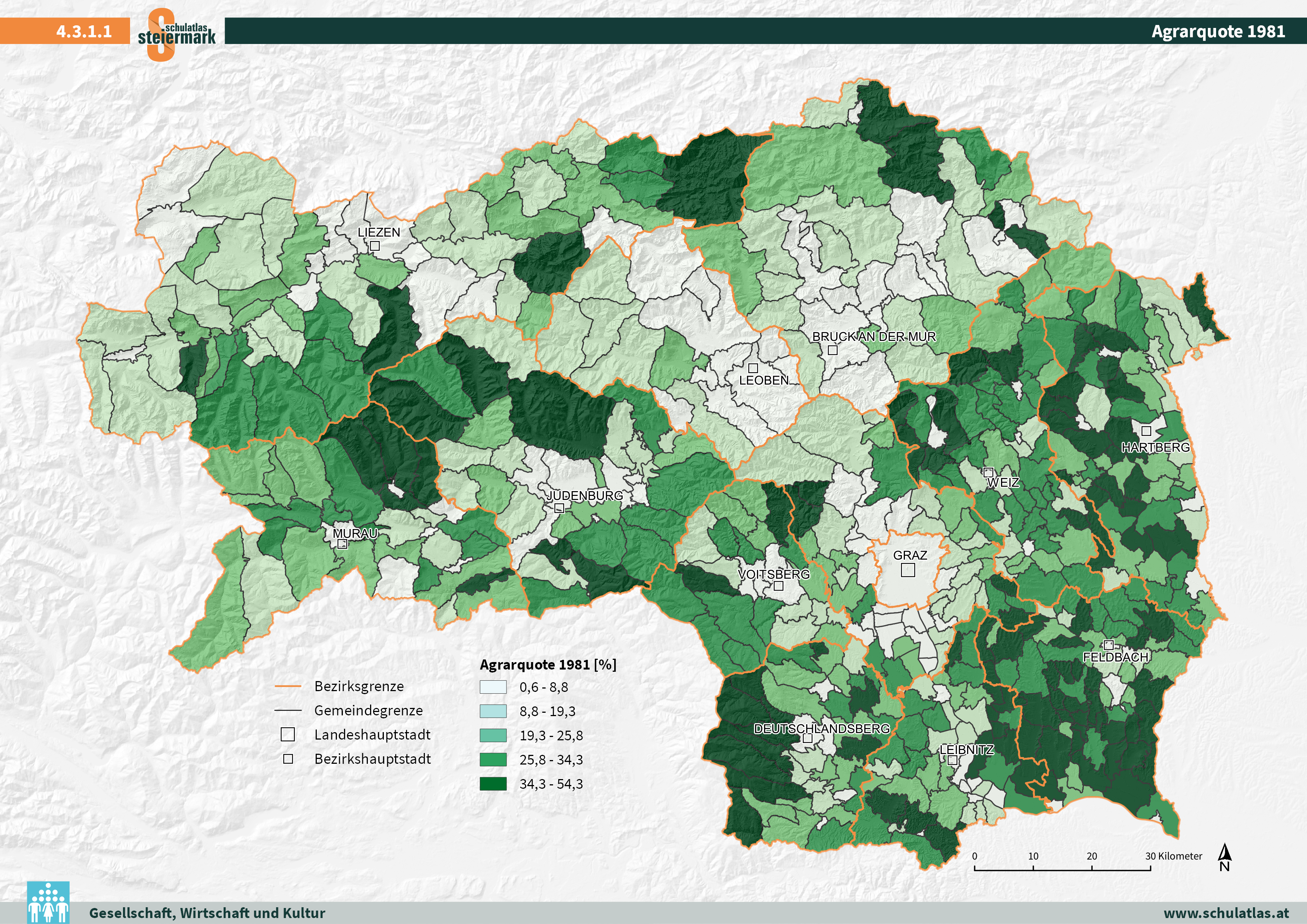 Agrarquote der Steiermark 1981