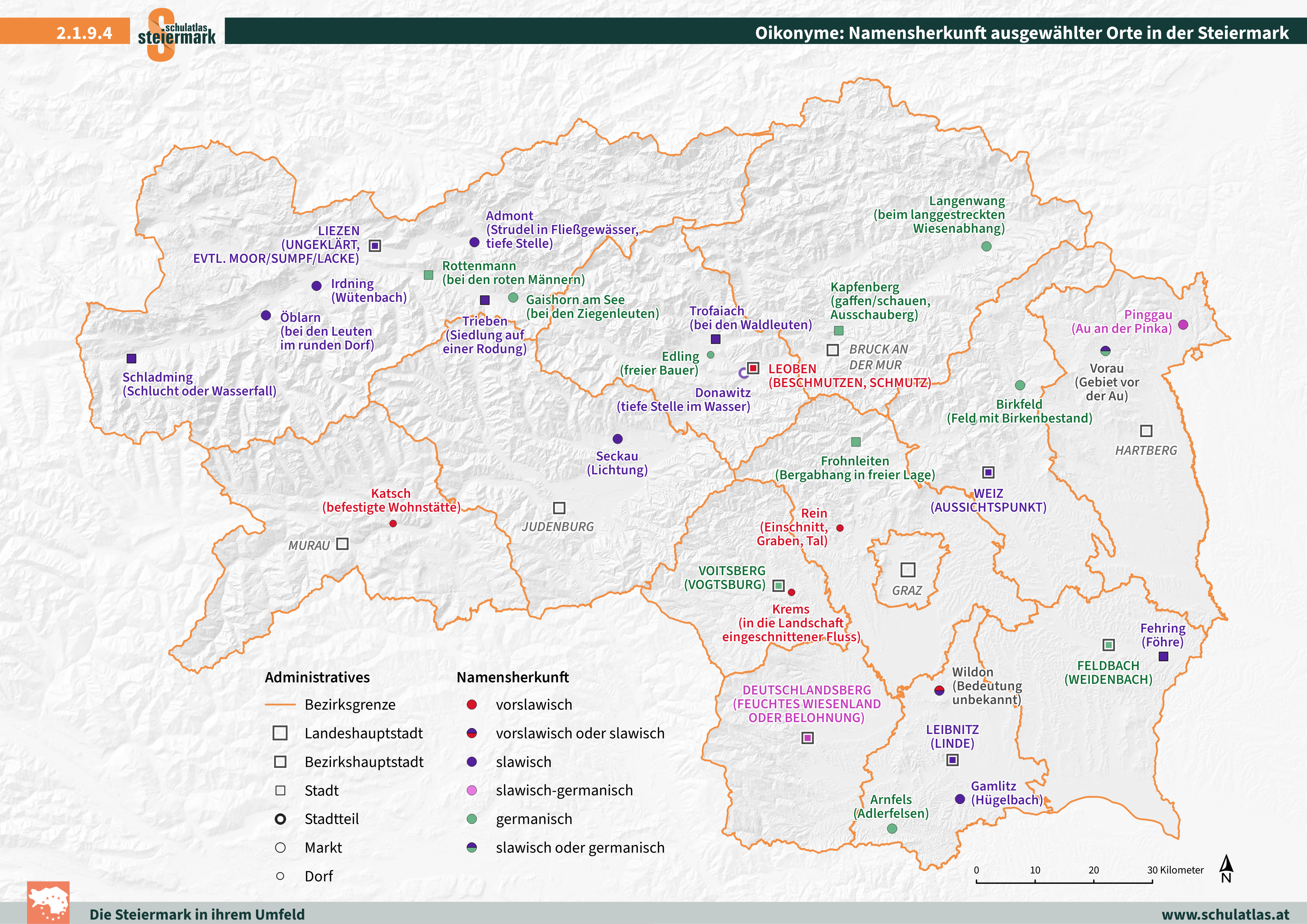 2.1.9.4 Oikonyme: Namensherkunft ausgewählter Orte in der Steiermark