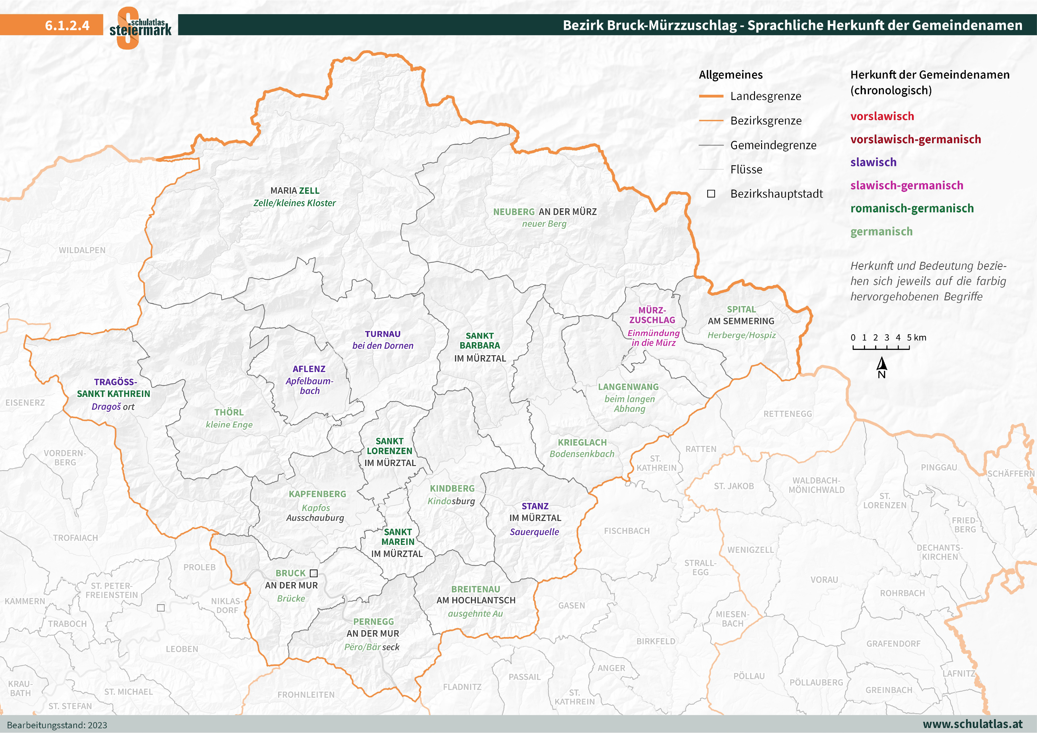 6.1.2.4 Bruck-Mürzzuschlag - Sprachliche Herkunft der Gemeindenamen