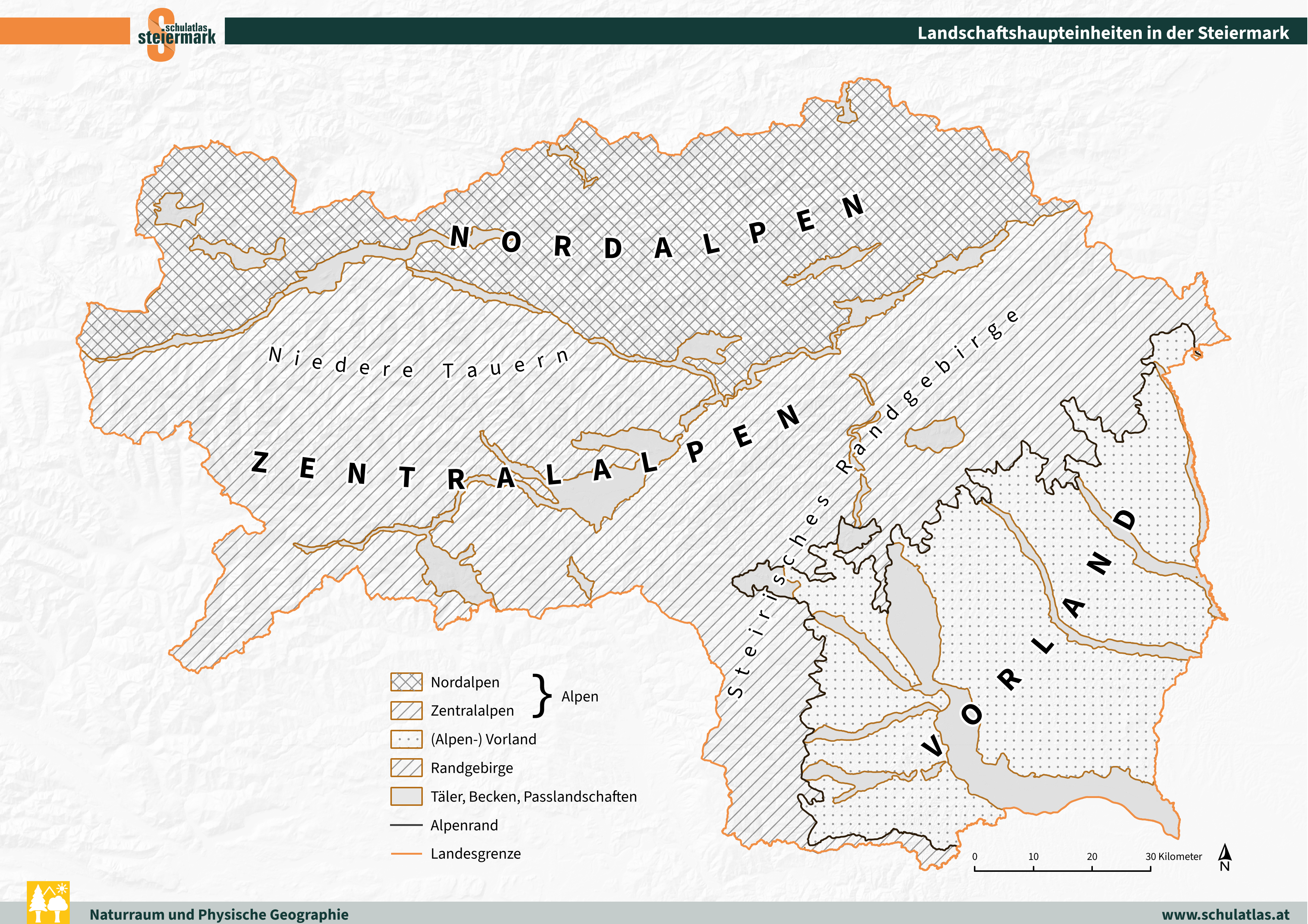 Landschaftshaupteinheiten in der Steiermark