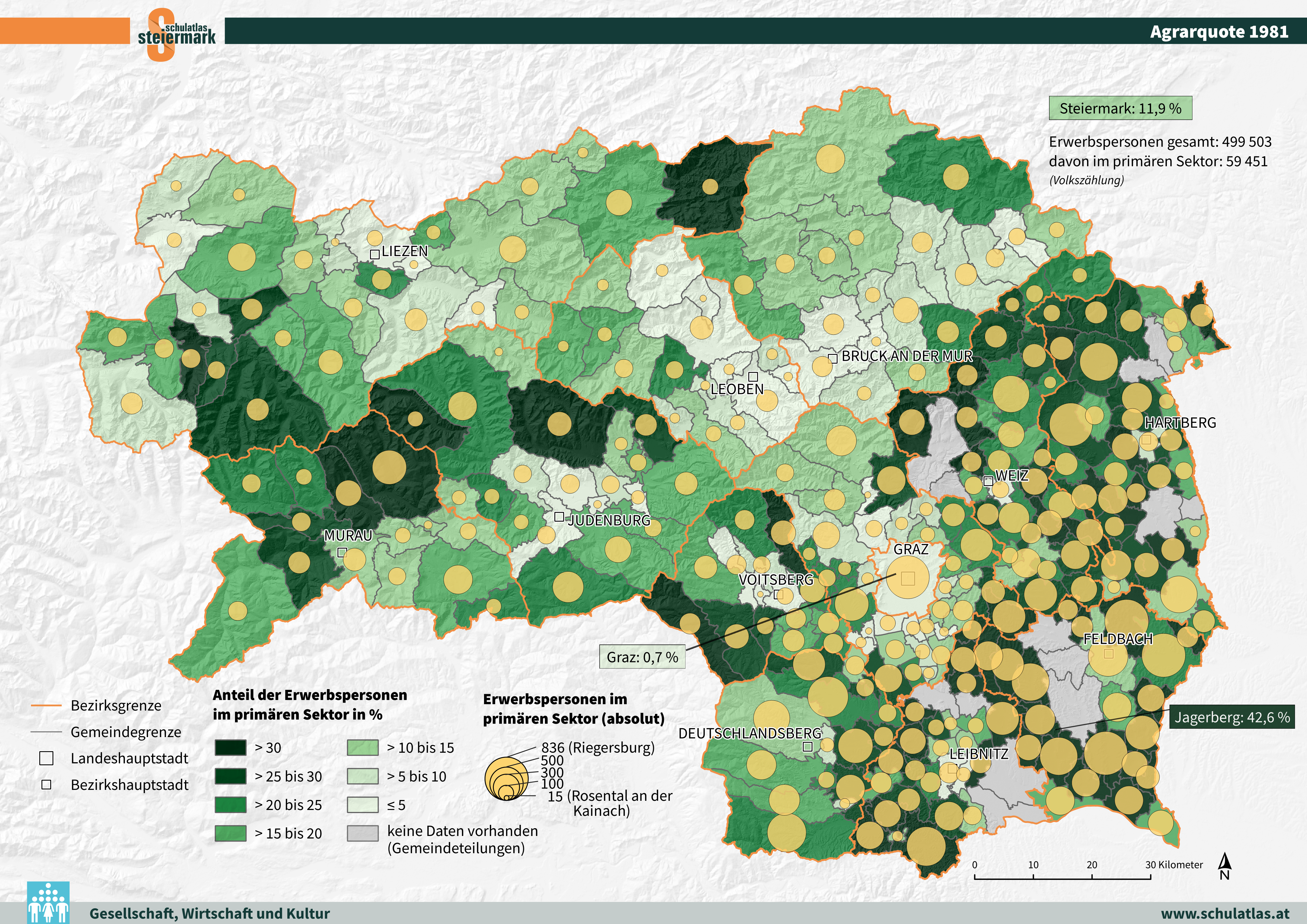 Agrarquote der Steiermark 1981