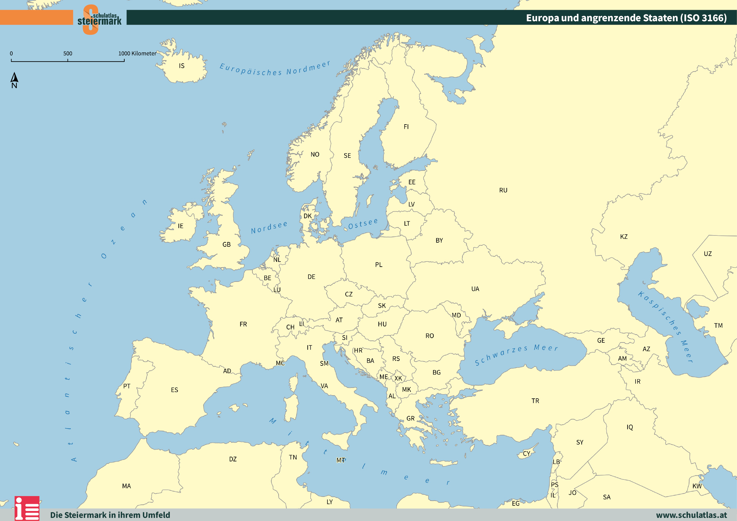 Europa und angrenzende Staaten (ISO 3166)