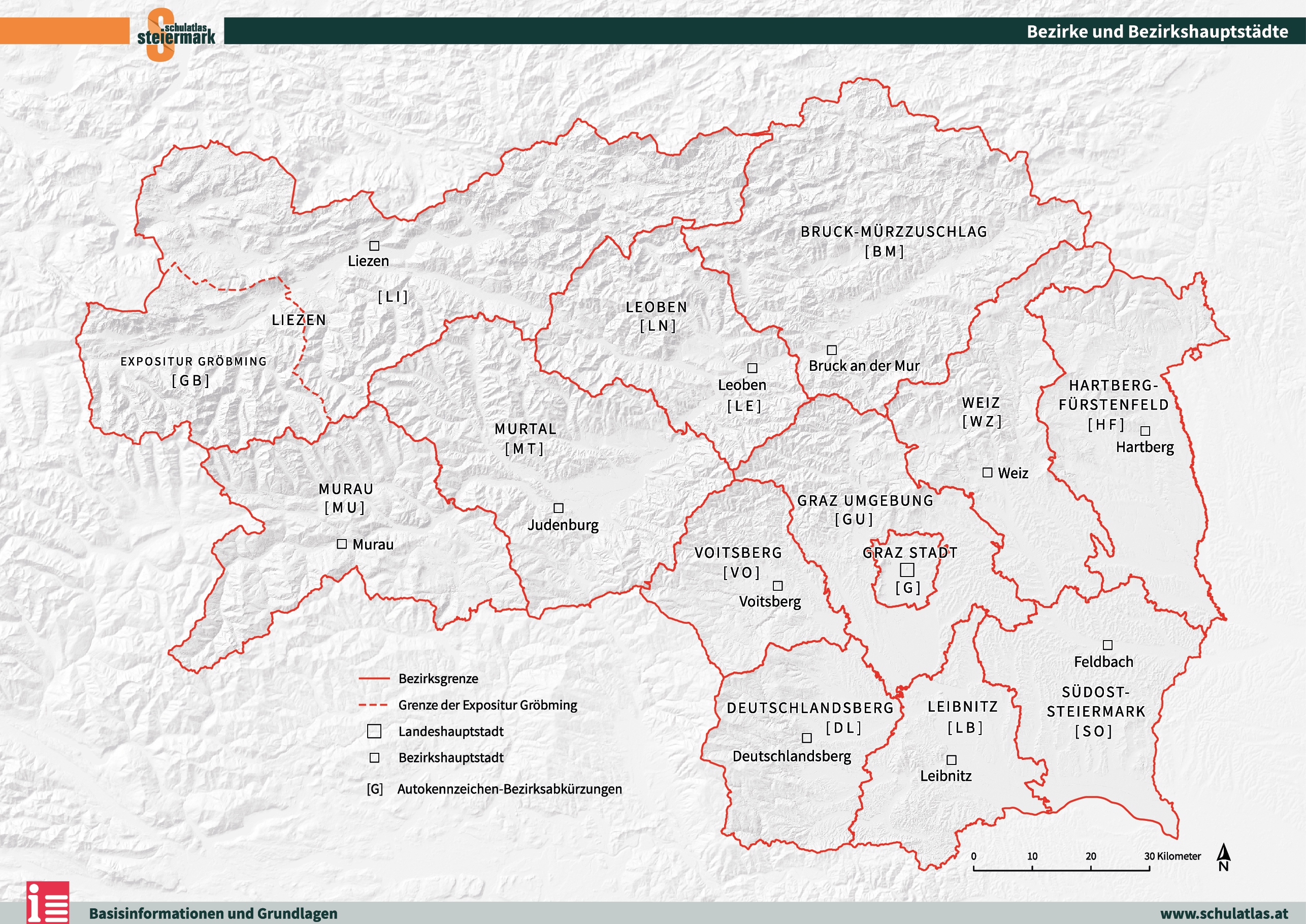 Bezirke und Bezirkshauptstädte